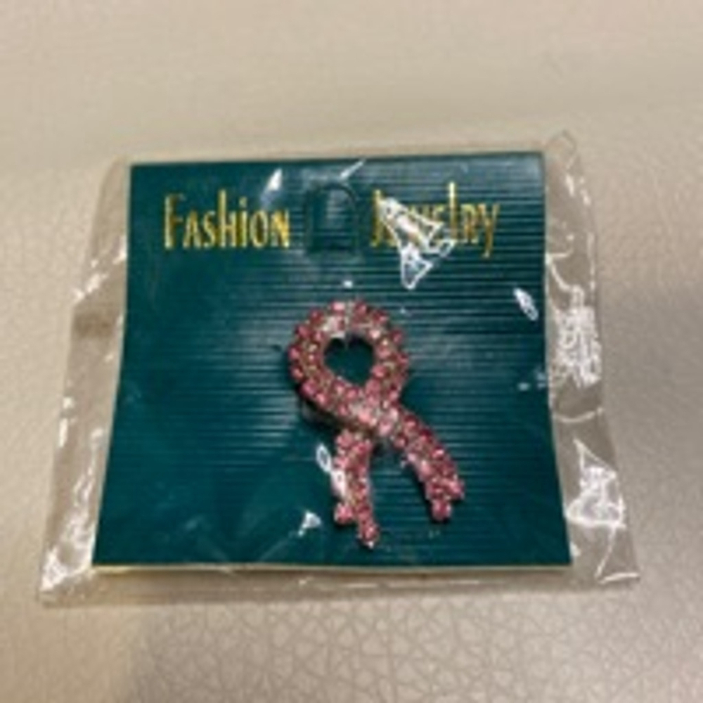 Pink Stone Ribbon Pin Brooch Jewelry